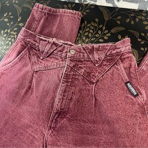 Roughrider Women's High-Waist Vintage Wash Burgundy Jeans